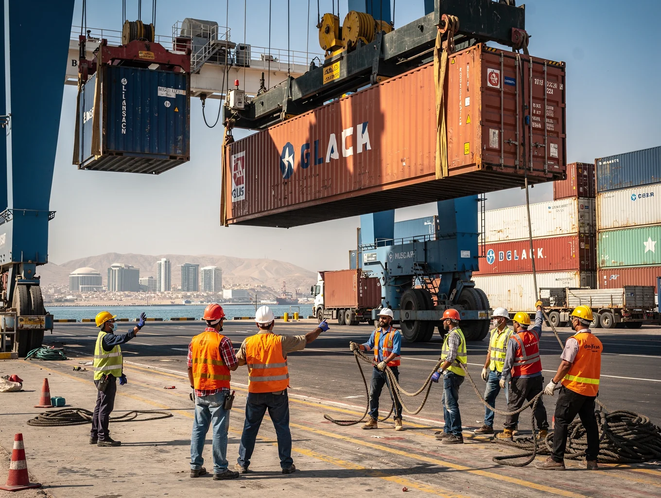 Muscat port logistics facility and container equipment depot